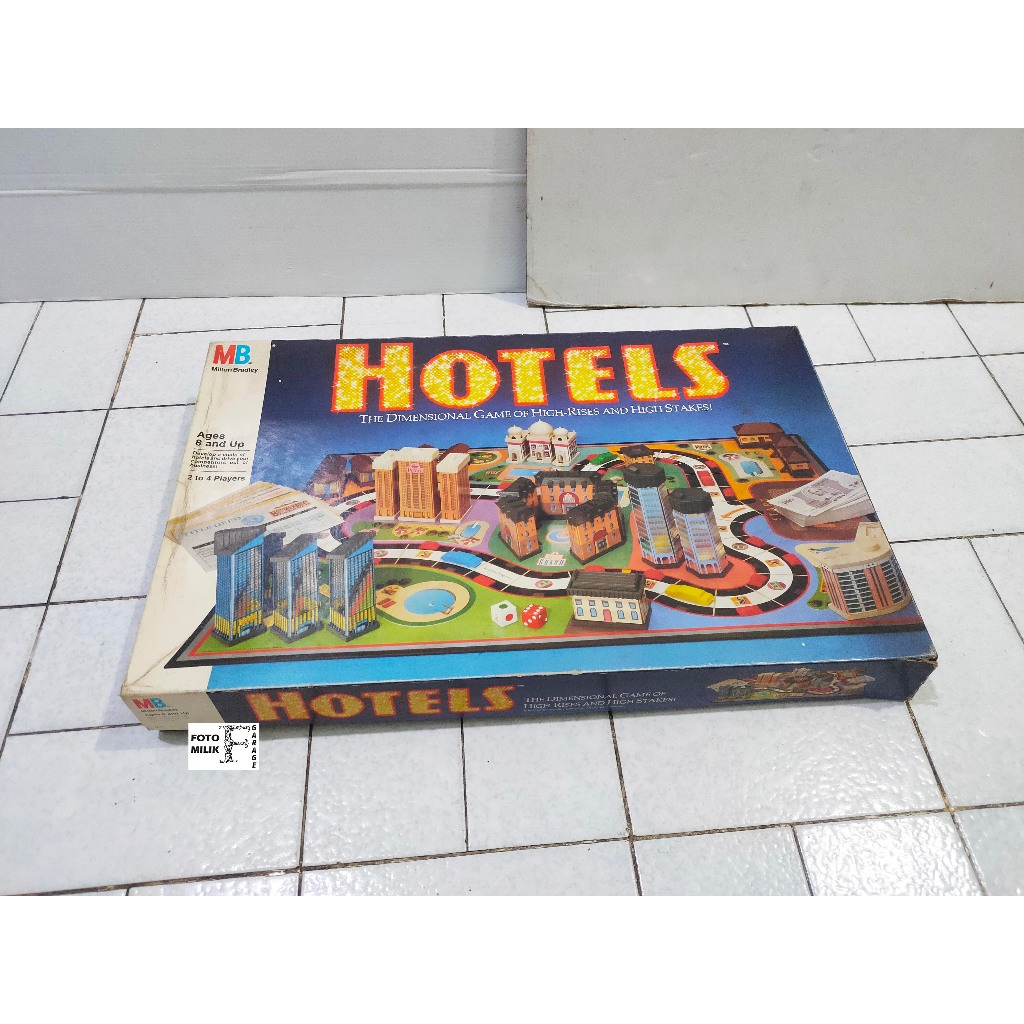 Milton Bradley Hotels Board Game Lawas Vintage Jadul