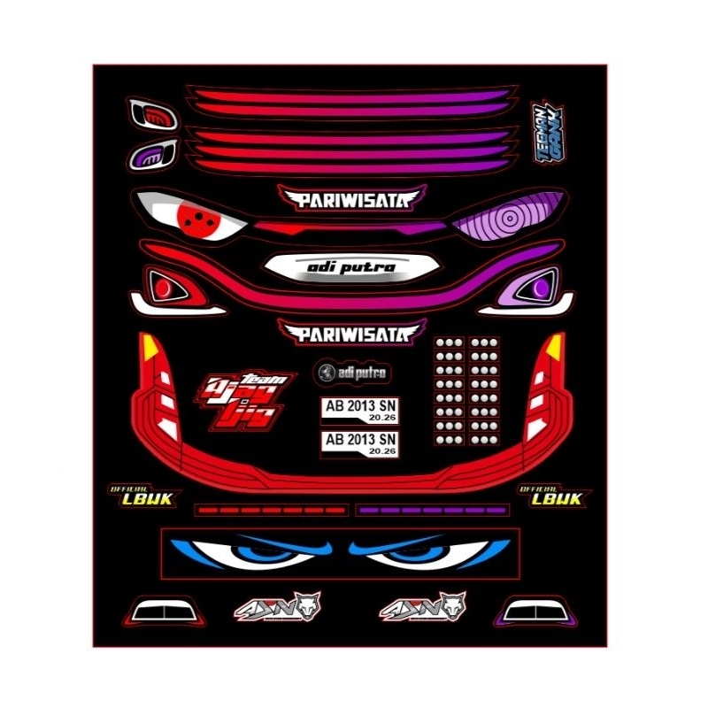 stiker lampu Jetbus 3 miniatur bus