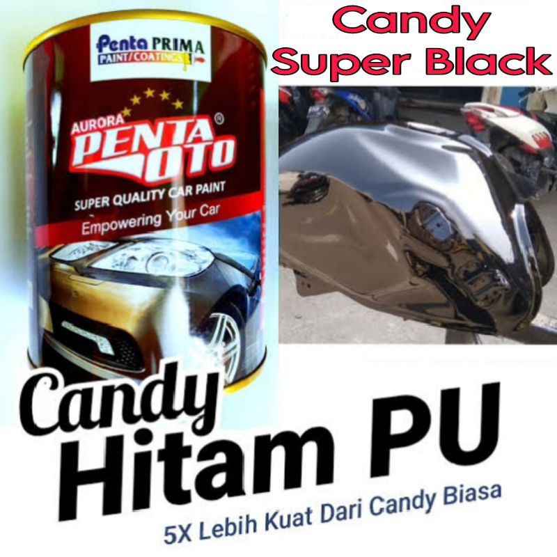 Cat Hitam Candy Super Black Penta Oto Cat PU Mobil Motor Velg Besi