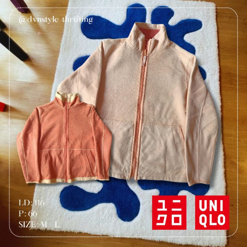 ORIGINAL UNIQLO Fleeces Jacket Bolak Balik Wanita Pria | Jaket UNIQLO
