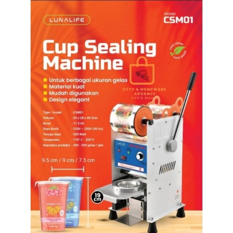 Mesin Cup Sealer LUNA LIFE CSM01 Mesin Press Gelas Plastik 22oz 18oz 16oz 14oz 12oz 8oz