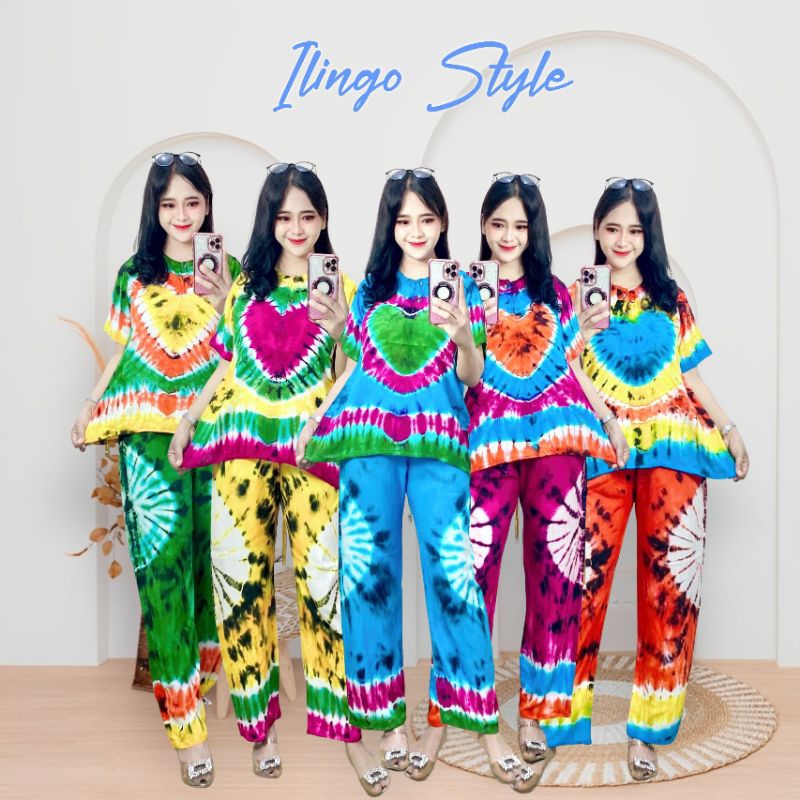 SETELAN DEWASA WANITA//MOTIF PELANGI// BAJU PANTAI// BAJU SANTAI