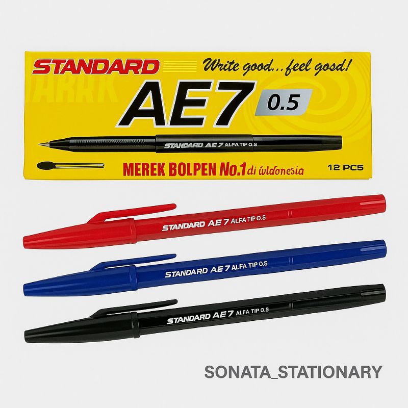 

Bolpen Standard AE7 0.5 mm | Pulpen Halus & Cepat Kering | Original