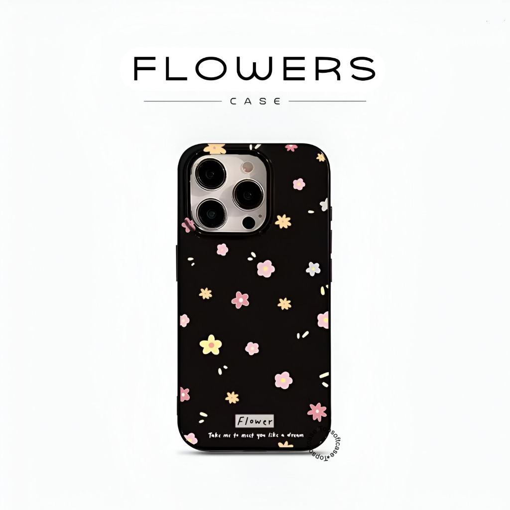 MN556 Black Spring flowers Impact Resistant Silicone Jelly - Softcase/Casing HP Compatible For iPhon