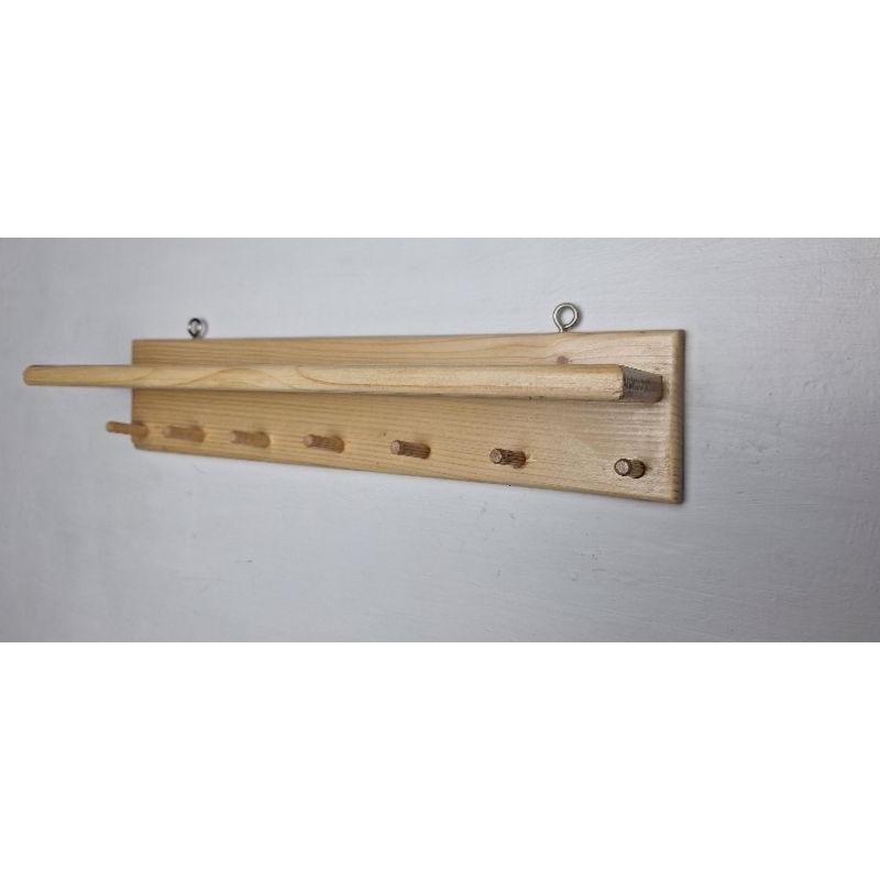 Rak Ambalan Dinding Kayu Kapstok Cantolan Baju Minimalis