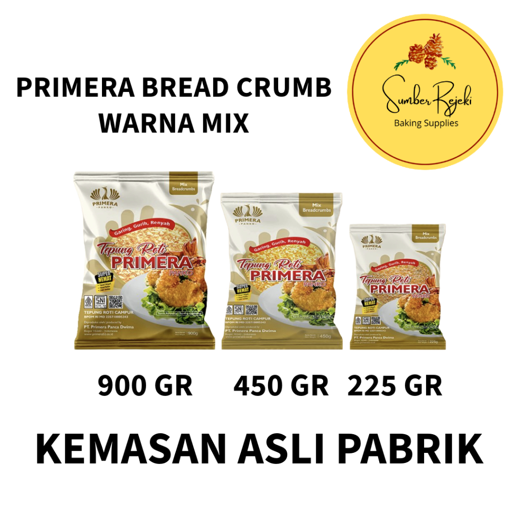 

Primera Bread Crumb Tepung Roti / Panko Warna Mix (Orange + Putih) Ukuran 900 Gr, 450 Gr, 225 Gr KEMASAN ASLI PABRIK