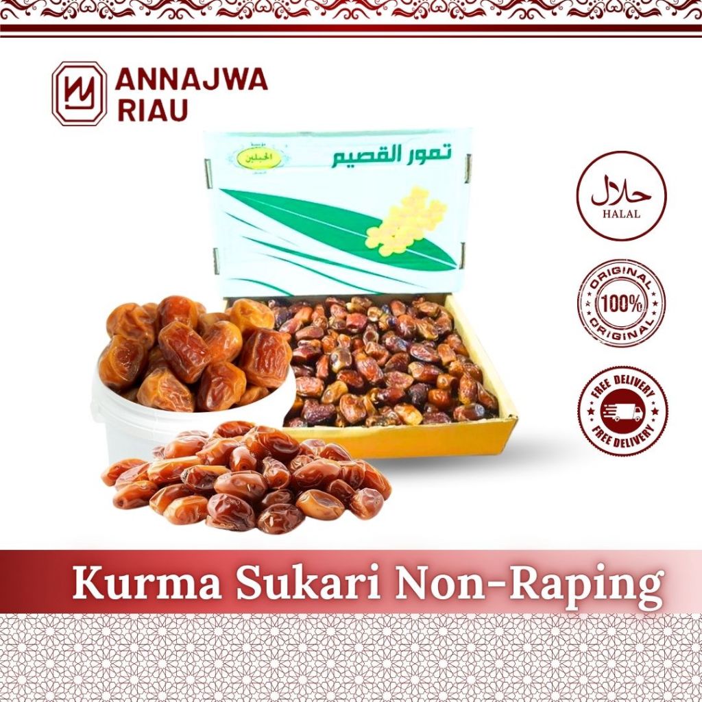 

Kurma Sukari Premium Non Raping – Lembut, Manis, dan Segar | Kurma Arab Berkualitas