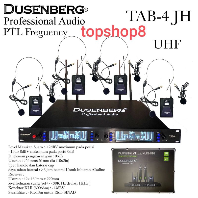 Mic wireless Dusenberg TAP4JH MIC WIRELESS JEPIT HEADSET ORIGINAL