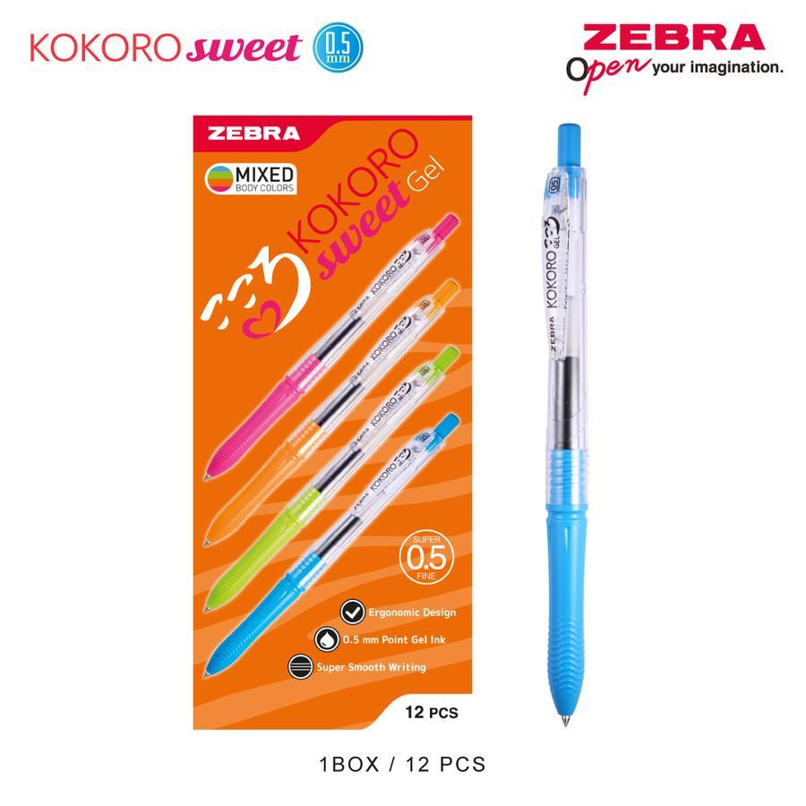 

(PACK 12+1) BOLPEN KOKORO 0.5 BLACK BOX (FREE 1 PCS) ZEBRA