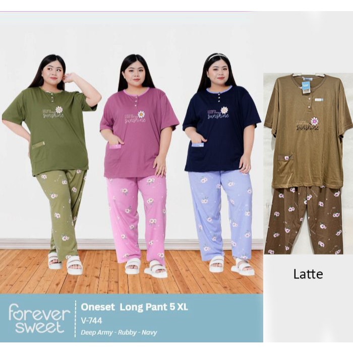 Babydoll Forever CP Jumbo 5XL Celana Panjang Lengan Pendek Piyama Baju Tidur Baby Doll Wanita