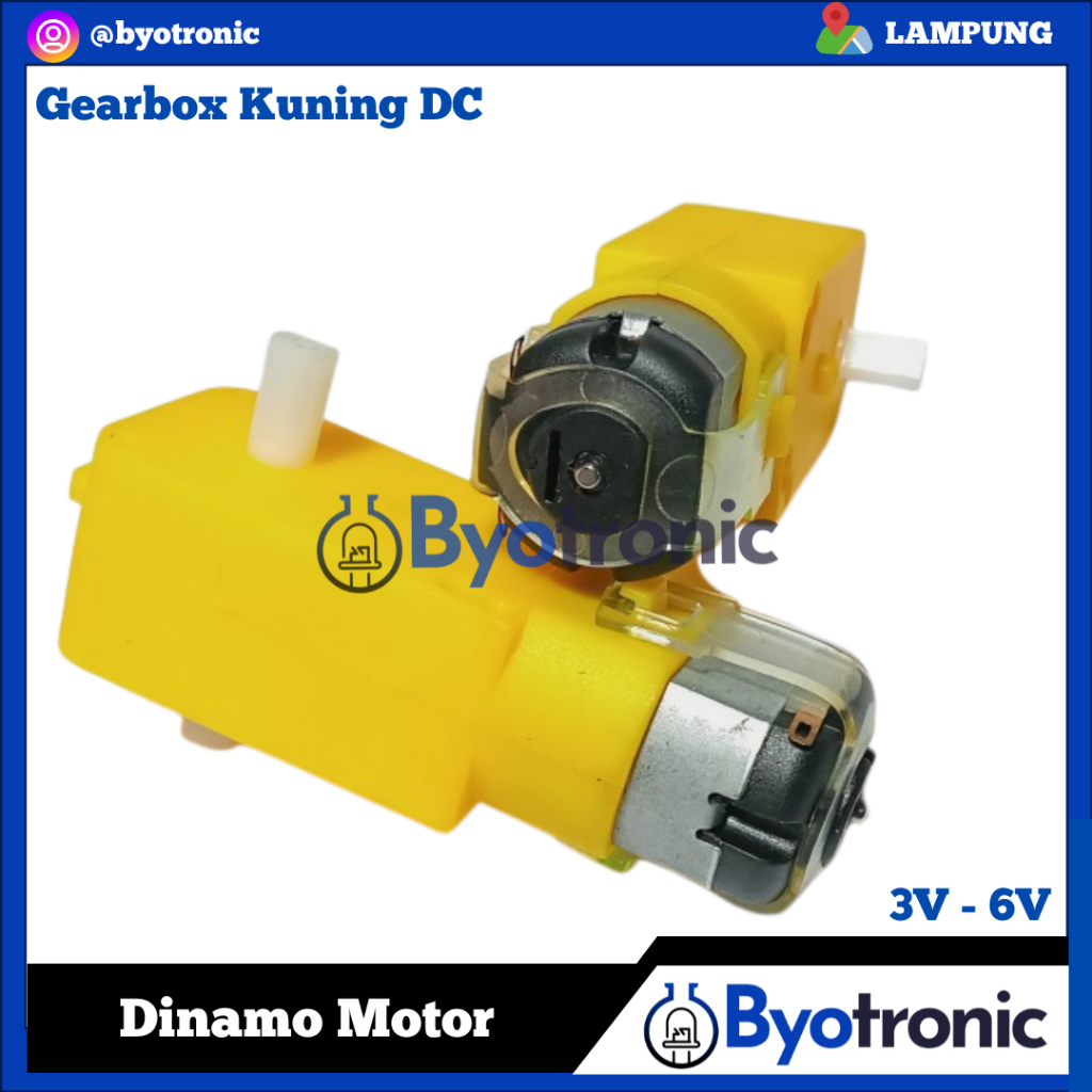 Gearbox Kuning DC Byotronic | Dinamo Motor 3V–6V Mini untuk Proyek DIY dan Robotik