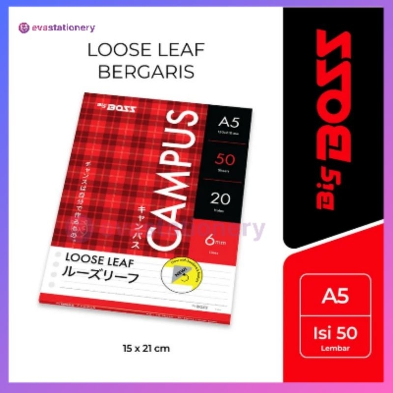 

BigBoss Loose Leaf A5 50 Lembar Garis
