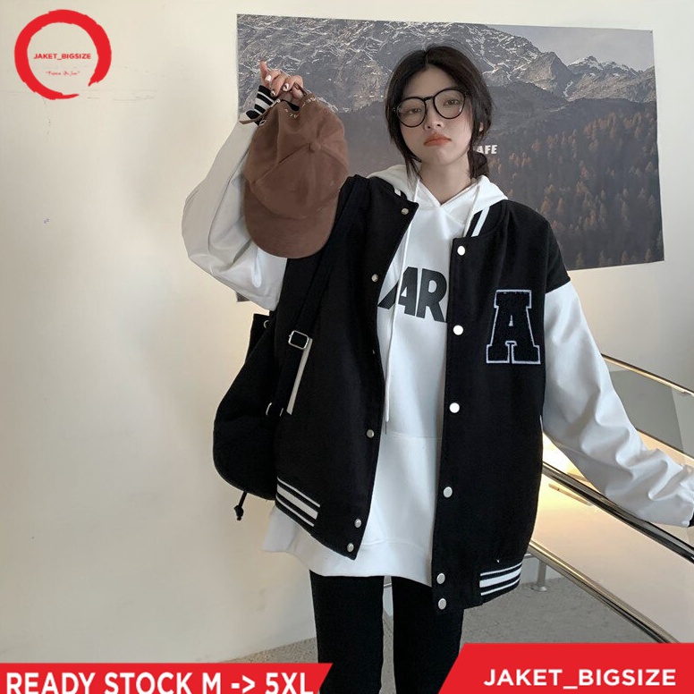 55LANGSUNG ATC Jaket Big Size  Jaket Varsity Bisbol Baseball A Oversize Jumbo Pria Wanita M L XL XXL