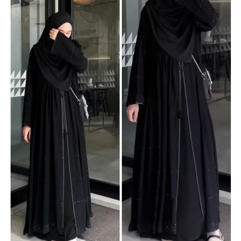 55PALING DICARI Gamis Terbaru Abaya Hitam Jetblack Abaya Haura Black Turkey Dress Muslim Baju Wanita