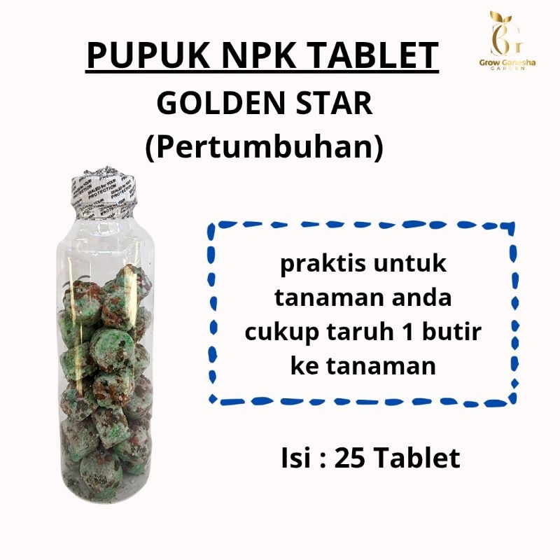 PUPUK NPK TABLET GOLDEN STAR || HIJAU  (PERTUMBUHAN) || 25 TABLET