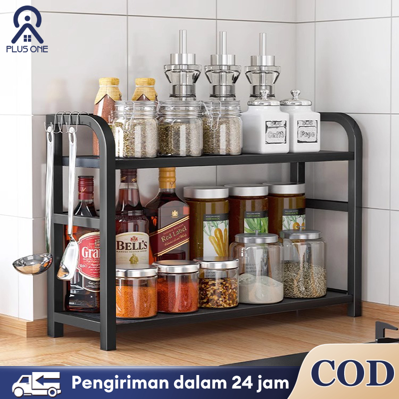Rak Bumbu Dapur Estetik Tempat Bumbu Baja Karbon Rak Sudut Dapur Rak Serbaguna Stainless Steel Penyi