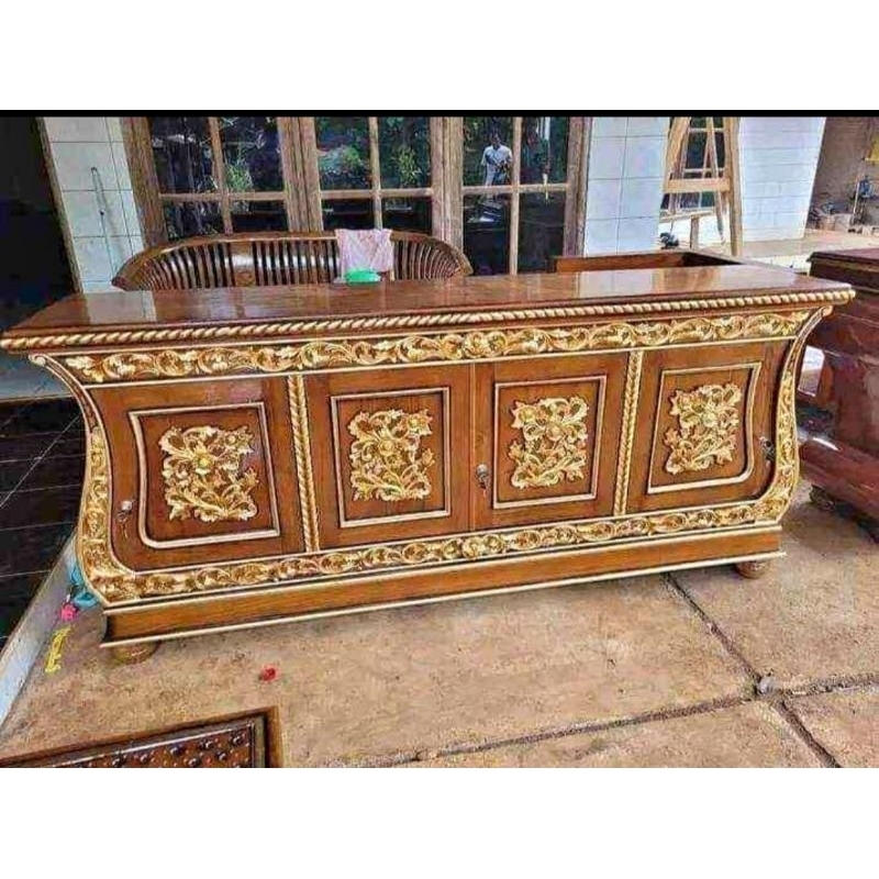 bufet tv ukir kayu jati bufet biola ukir Jepara