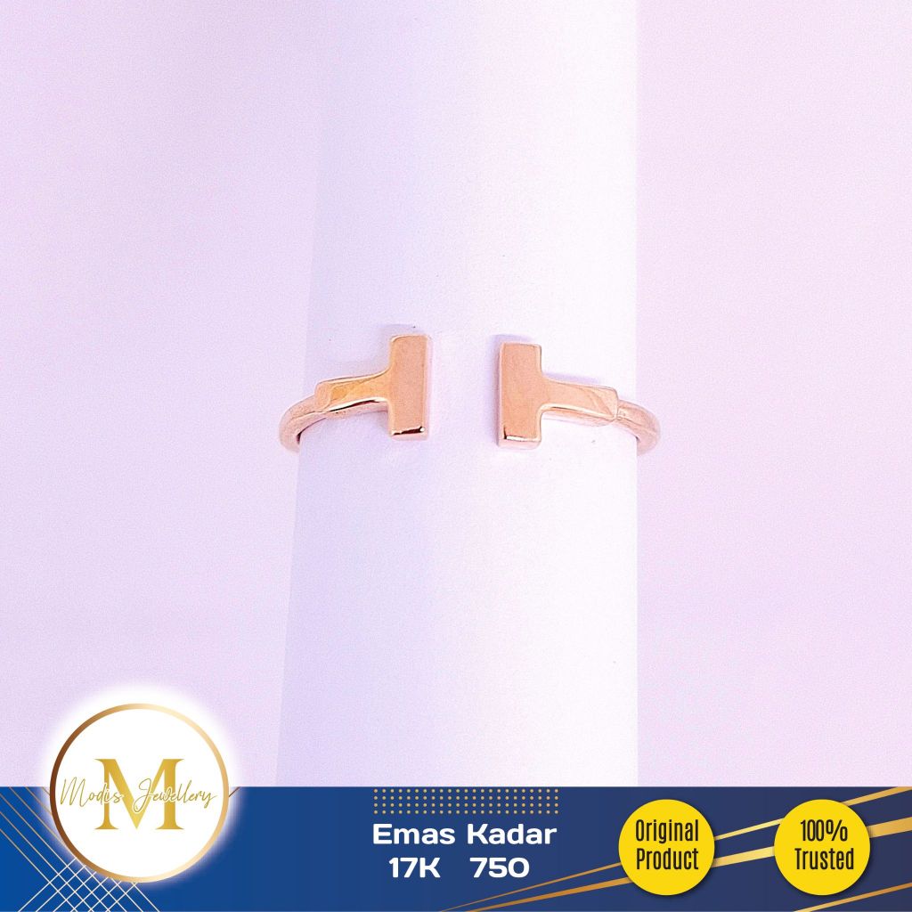 MODIS JEWELLERY - Cincin Double T Rosegold IT - Emas 17k  750