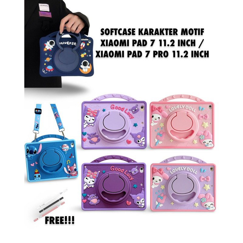 Case Kuromi Astronot for Xiaomi Pad 7 / Xiaomi Pad 7 Pro 11.2 inch Soft Case Motif Karakter Free