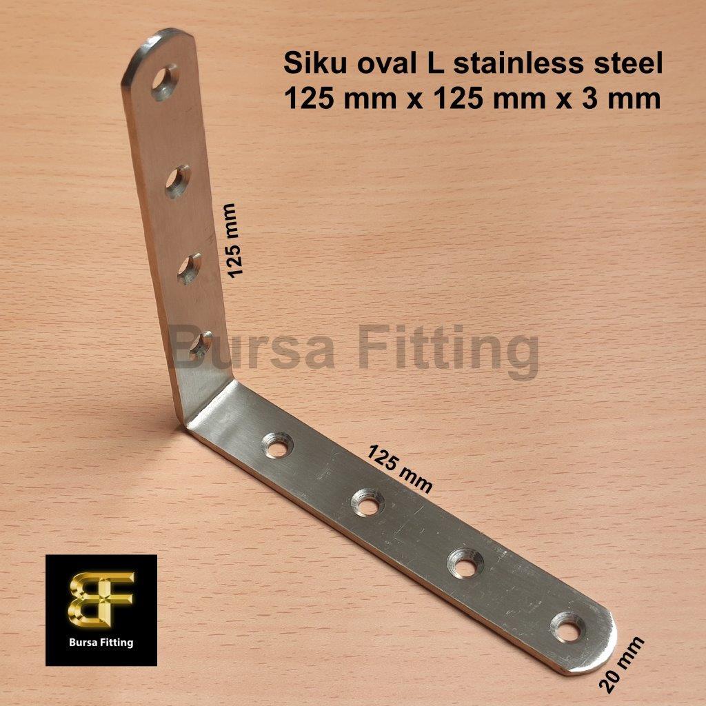 Siku stainless L 125 x 125 x 3 mm / plat siku penyangga stainless / plat siku L stainless steel / si