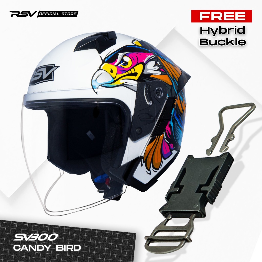 Helm Motor Half Face RSV SV300 CANDY BIRD DOUBLE VISOR Helm SNI DOT & ECE R22.05 Helmet Pria/ Wanita