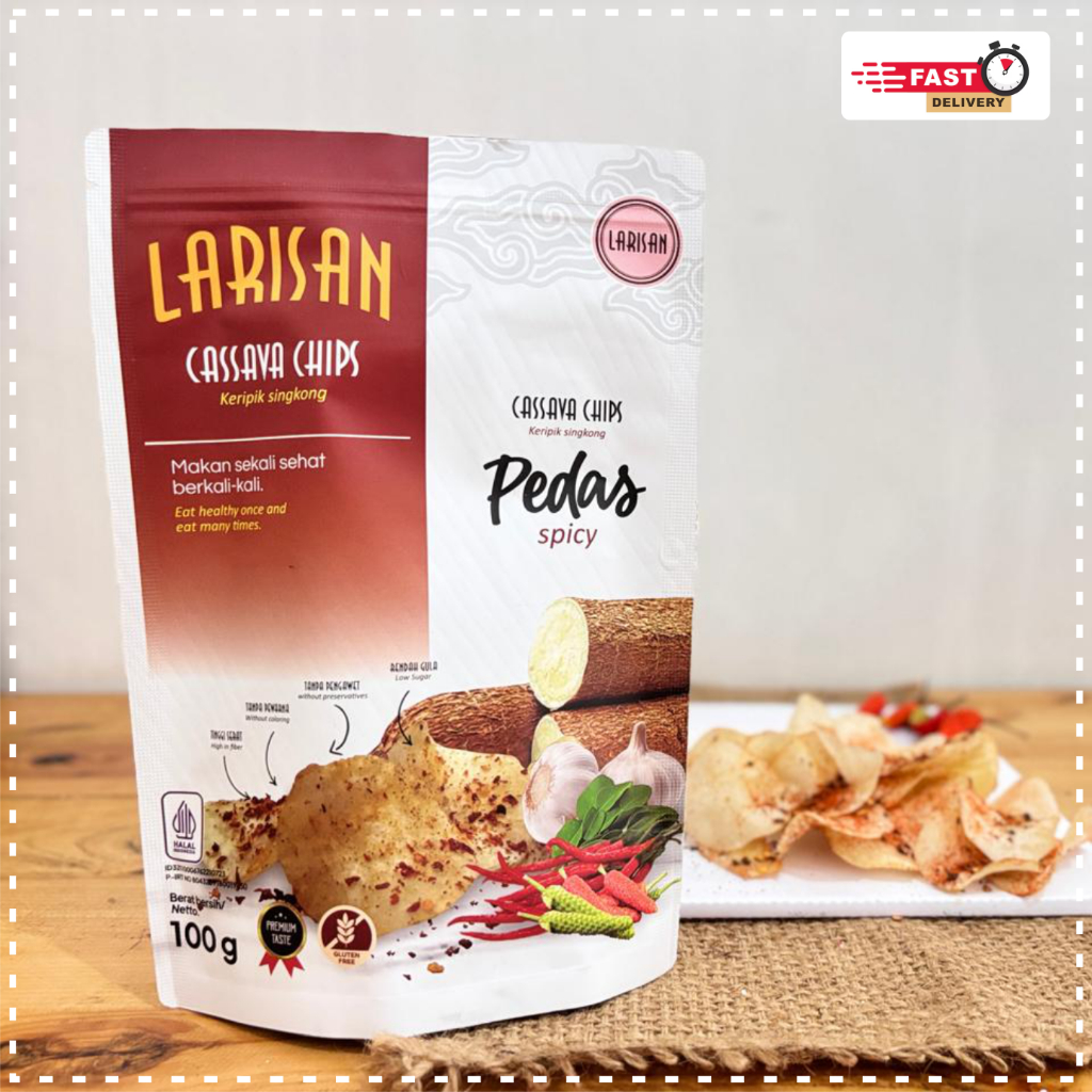 

Larisan Keripik Singkong Pedas 100g | Cassava Chips Gluten-Free 100g | Snack Sehat & Tanpa Pengawet