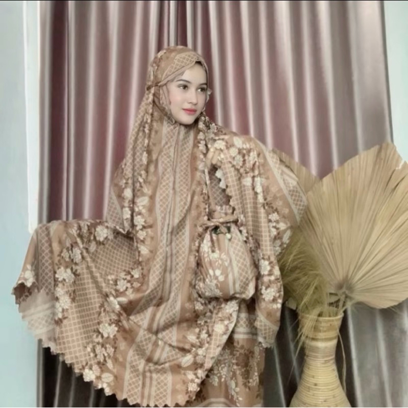 A.R | Mukena Laser Cut Jamila 2 in 1 | mukena traveling pouch Motif by AR.Store04