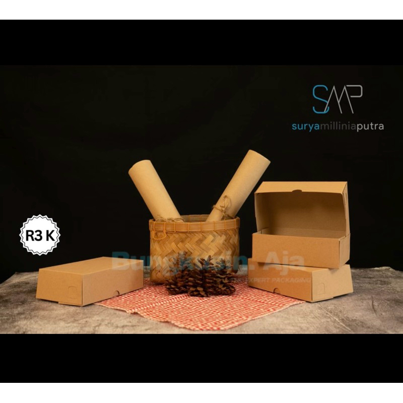 

Dus Box R3 Kecil Tutup Penuh - Eco Kraft Tebal non laminasi - 1 pack isi 100pcs