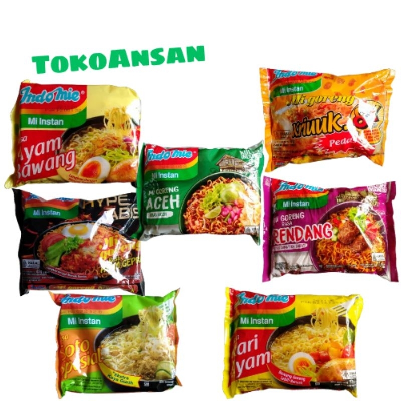 

[Ansan Toko] Indomie rasa soto, aceh, kriuk, ayam bawang, rendang, ayam geprek, kari ayam