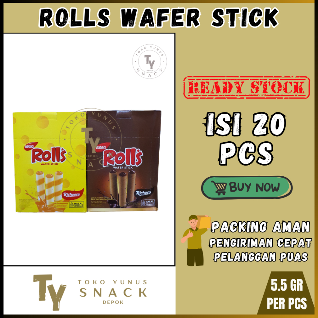 

ROLLS WAFER STICK BOX ISI 20PCS @5.5GR