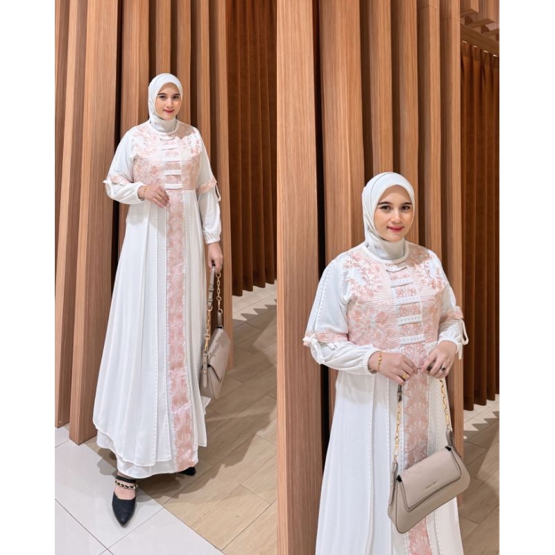 GAMIS ABAYA TURKEY BORDIR FRISKA PUTIH