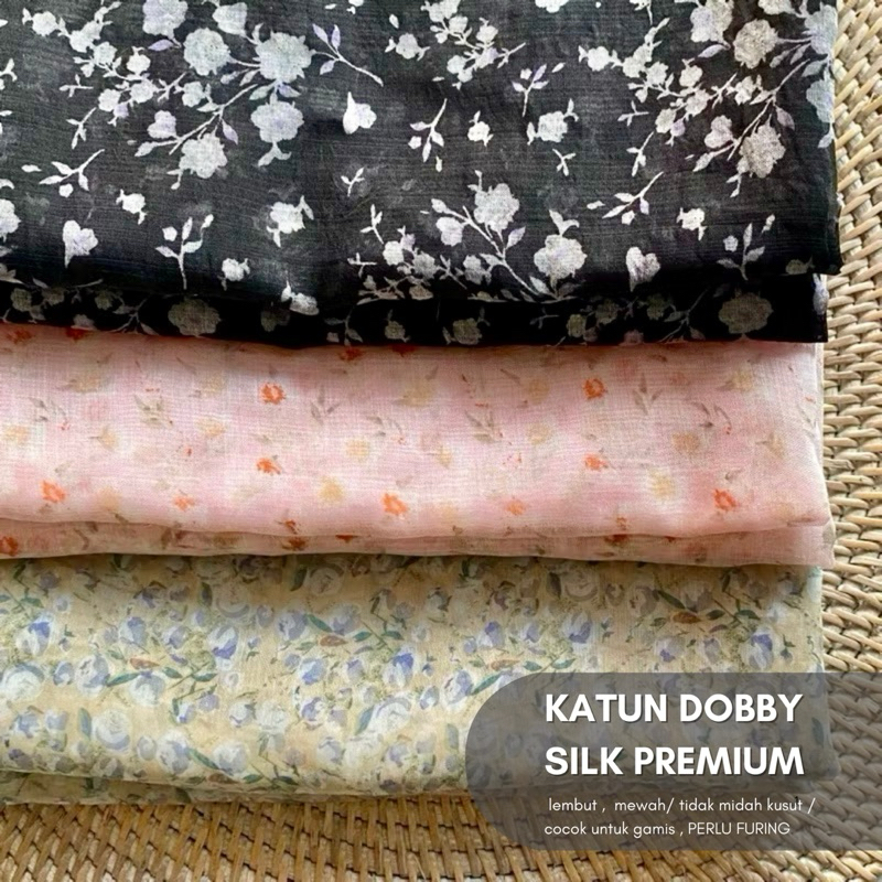kain katun silky premium motif bunga kecil / kain mukena traveling / kain katun motif bunga