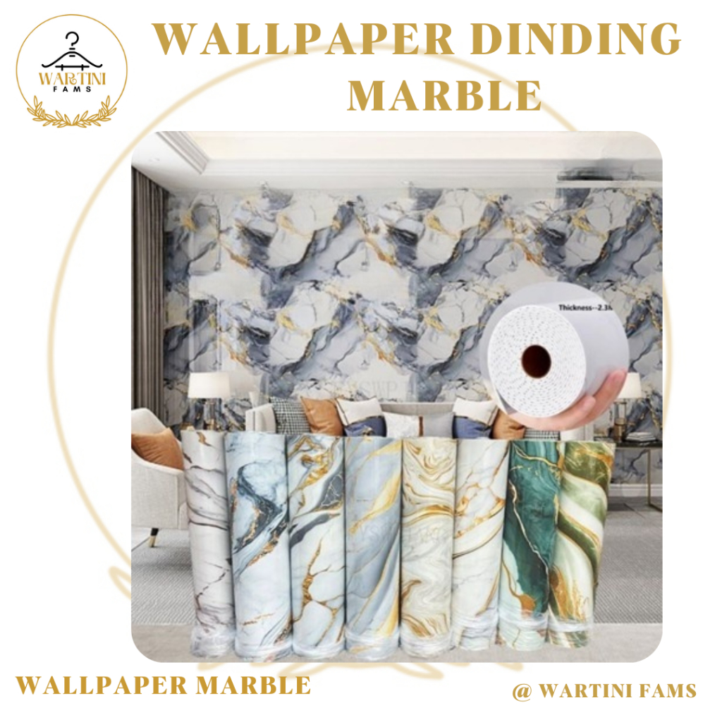 Wallpaper Home - Wallpaper dinding Vinyl Marble 30 x 60 cm Wallpaper Foam Granit Tebal Roll RONA SOO