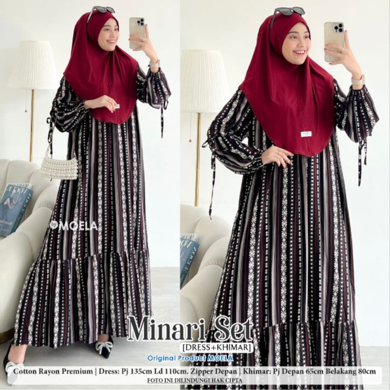 Gamis set jilbab premium Ori Moela