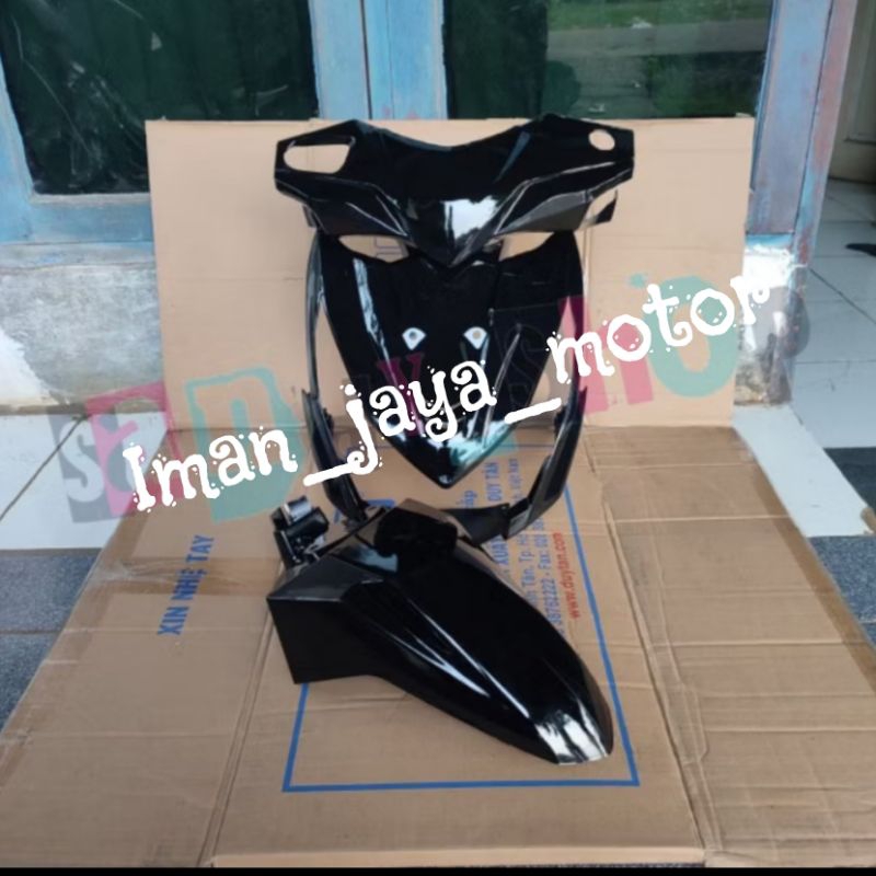 COVER FULL BODY DEPAN BEAT FI LAMA 2013-2014 STATER KASAR HITAM GLOSSY POLOS