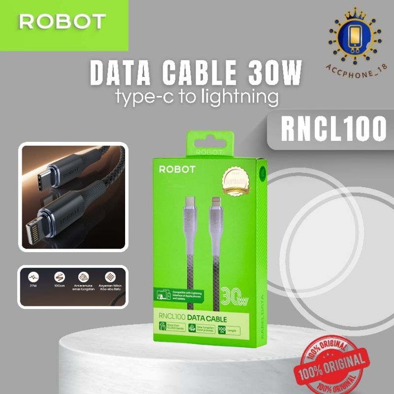 ROBOT RNCL100 DATA CABLE USB-C To Lightning 30W 100Cm