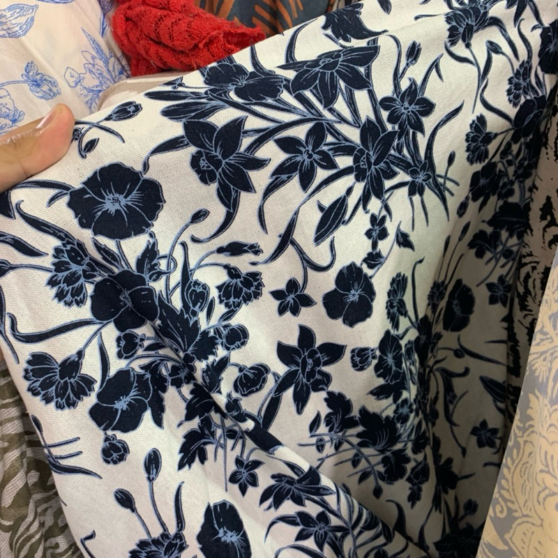 Kain cotton linen - Bahan Kain katun linen premium - Kain linen motif  - Kain katun motif - Kain kat