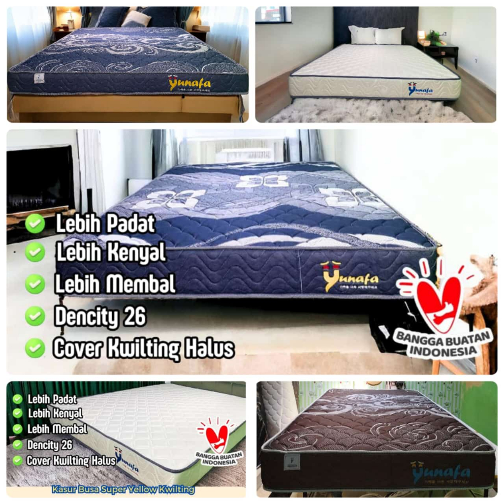 Kasur Busa Super Anti Kempes Merk YUNAFA Tebal 20 cm Garansi 20 Tahun