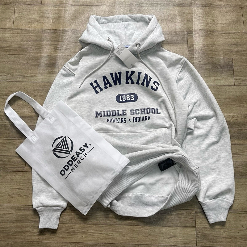 Original Hoodie Jaket Hawkins Indiana Free Bag Lembut Nyaman Sweater Tebal Digital Pria Wanita