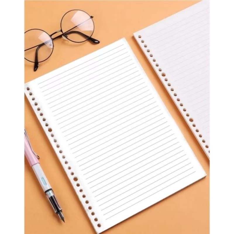 

Loose Leaf Refill Binder A5 dan B5 isi 50 Lembar bahan bookpaper cream 72 gsm