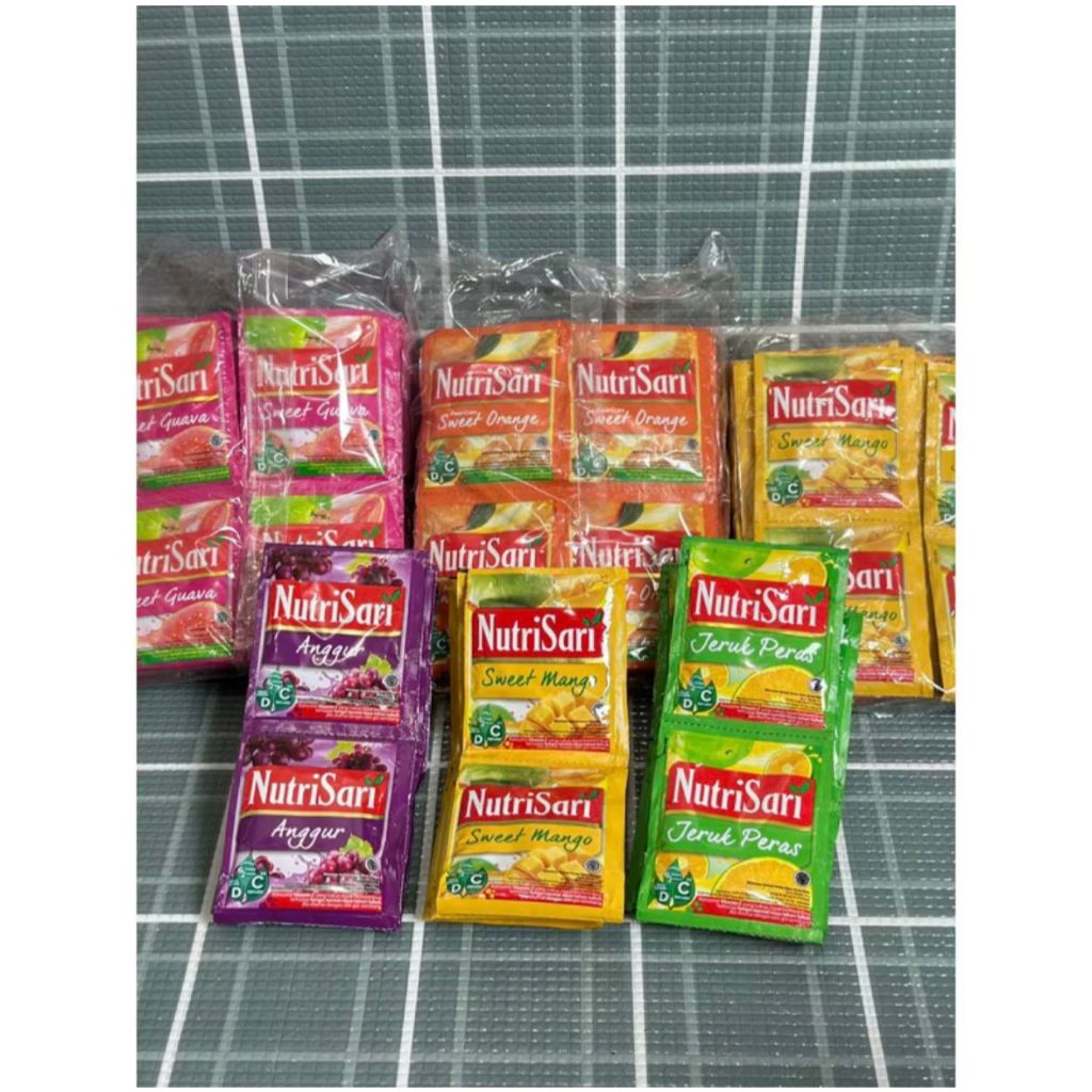 

Nutrisari Sachet Renceng Varian Rasa Jeruk Nipis/Mango/Orange/Sweet Guava/Anggur (isi 10bungkus)