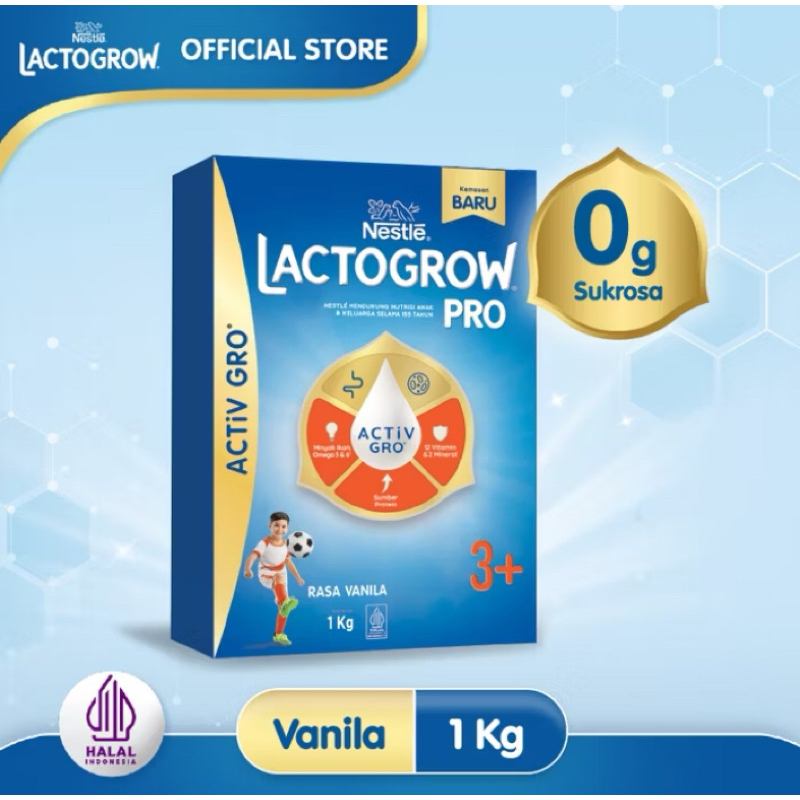 

Nestle LACTOGROW PRO 3+ / LACTOGROW 4 dengan ACTiVGRO Susu Vanila Box - 1000g [3 tahun keatas]