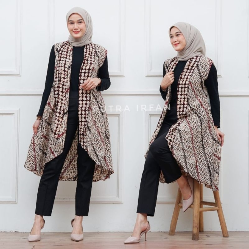 OUTER YUKENSI PARIS BATIK CAP CARDIGAN SOGAN MODERN PREMIUM TANPA LENGAN BAJU KONDANGAN