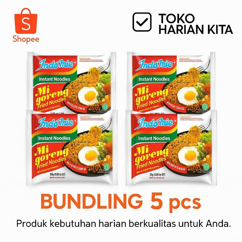 

Bundling Indomie Mi Goreng 85g - Paket 5 pcs Mie Instan Lezat & Praktis