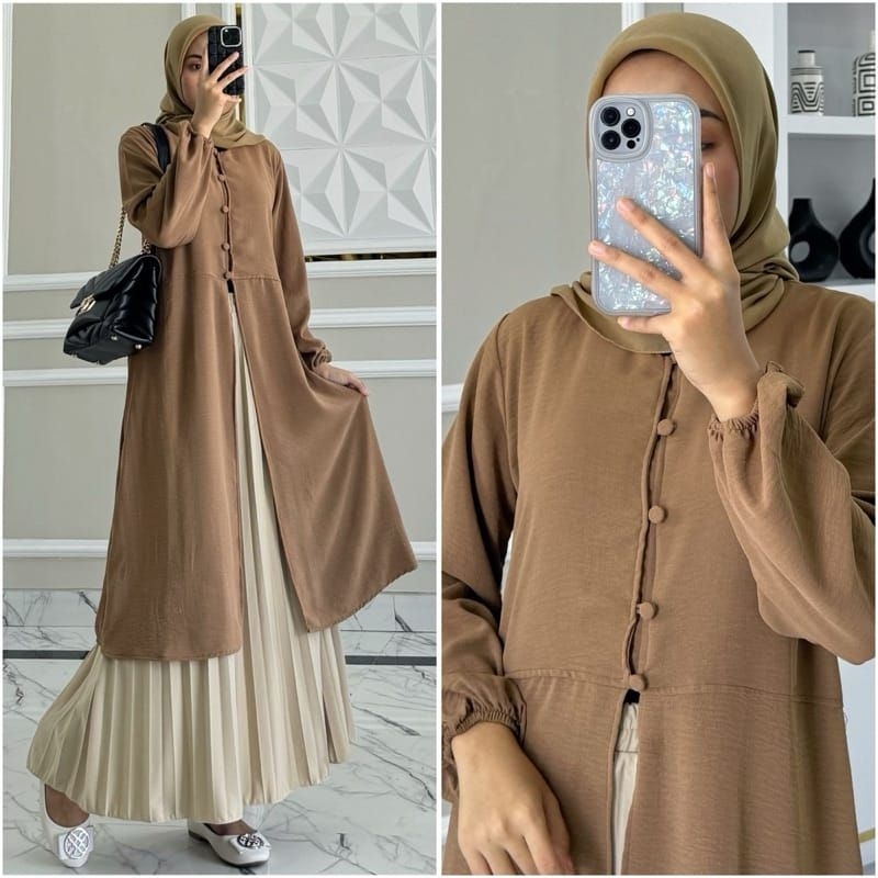Baju Atasan Wanita Tunik Kerja Kuliah Polos Crinkle Airflow Bandung