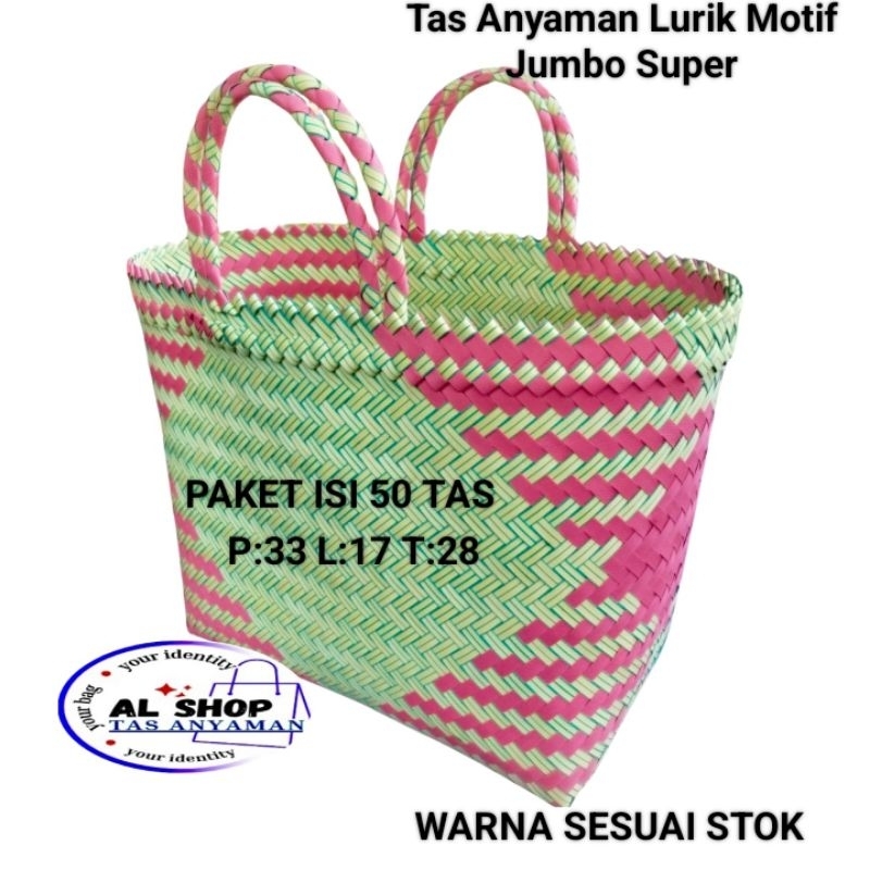 Paket 50pcs Tas Anyaman lurik jumbo /Tas Anyaman plastik lurik XL /Tas Lurik /Tasembako/Tas Anyaman 