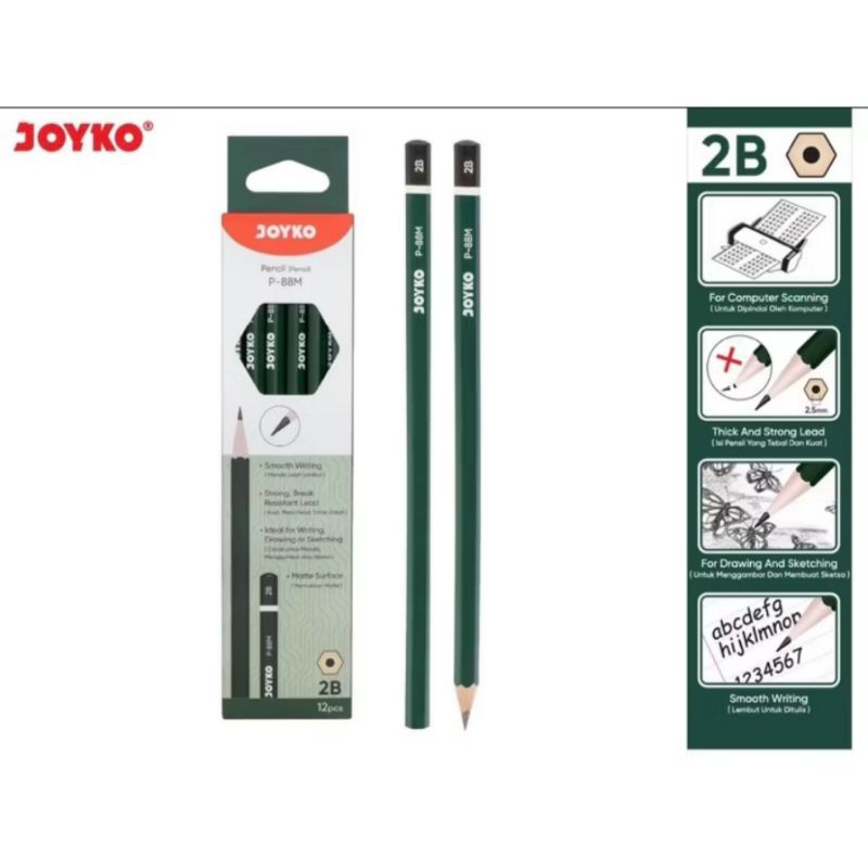 

Pensil Joyko 2B P-88 m1 Box / Pencil Joyko P-88 1 Pack isi 12pcs