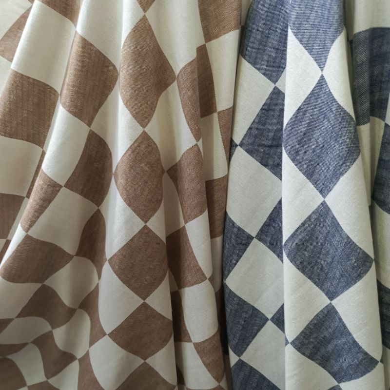 kain linen motif kotak import