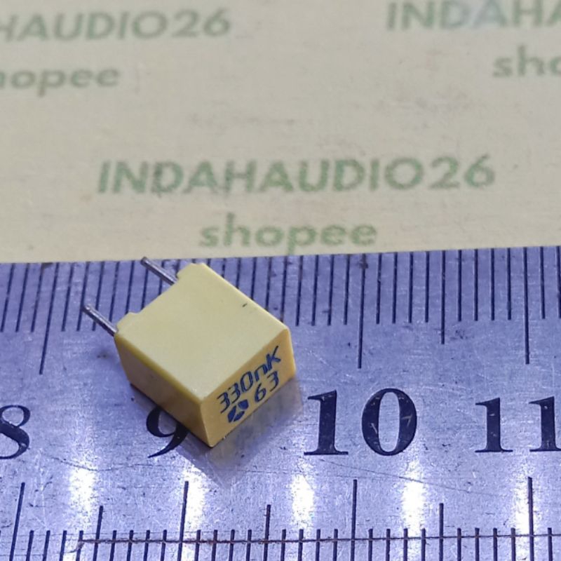 THOMSON 330nk 63 MKM 5mm 334 63v KAKI TEMBAGA 330nf 330n kuning kapasitor 330 n f capacitor mkm mkt 