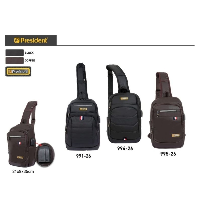 TAS SELEMPANG BAHU TALI SATU ORIGINAL PRESIDENT FASHION CASUAL PRIA
